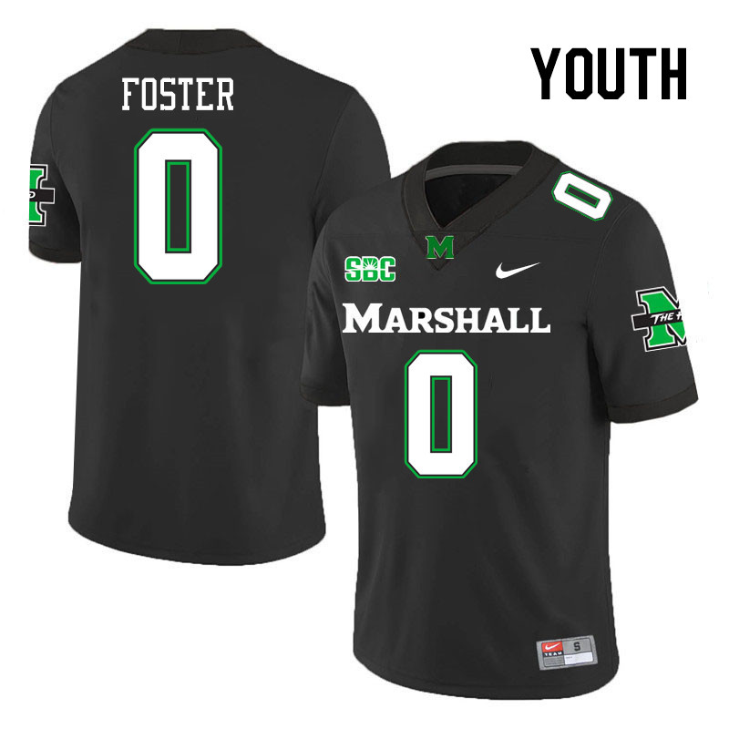 Youth #0 Ian Foster Marshall Thundering Herd SBC Conference College Football Jerseys Stitched-Black